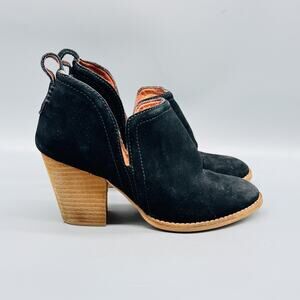 Jeffrey Campbell Shoes Womens 6 Black Suede Cutout Ankle Booties Block Heel